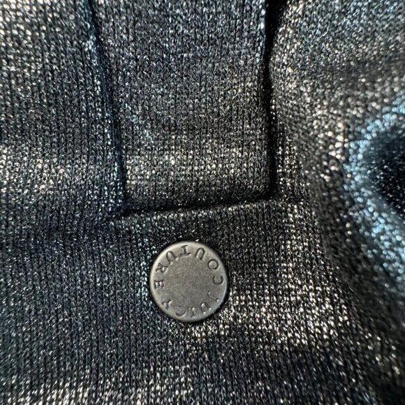 JUICY COUTURE Silver Metallic Lightweight Skater Mini Pull-on Skirt Pockets SZ L - Picture 5 of 9